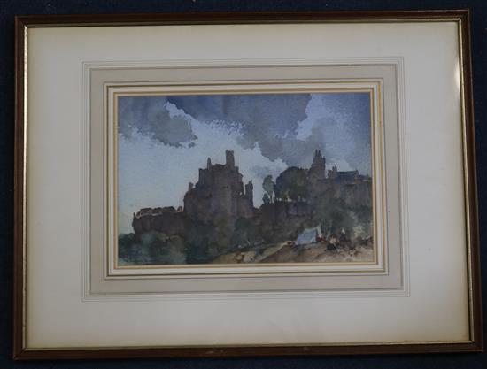 Sir William Russell Flint (1880-1969) Little encampment, Chauvigny, 7.25 x 11in.